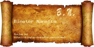 Bineter Nanetta névjegykártya