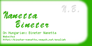 nanetta bineter business card